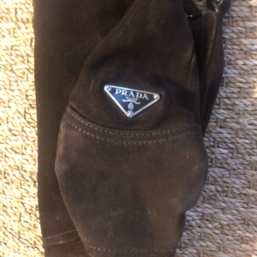 PRADA CHOCOLATE SUEDE HOBO BAG